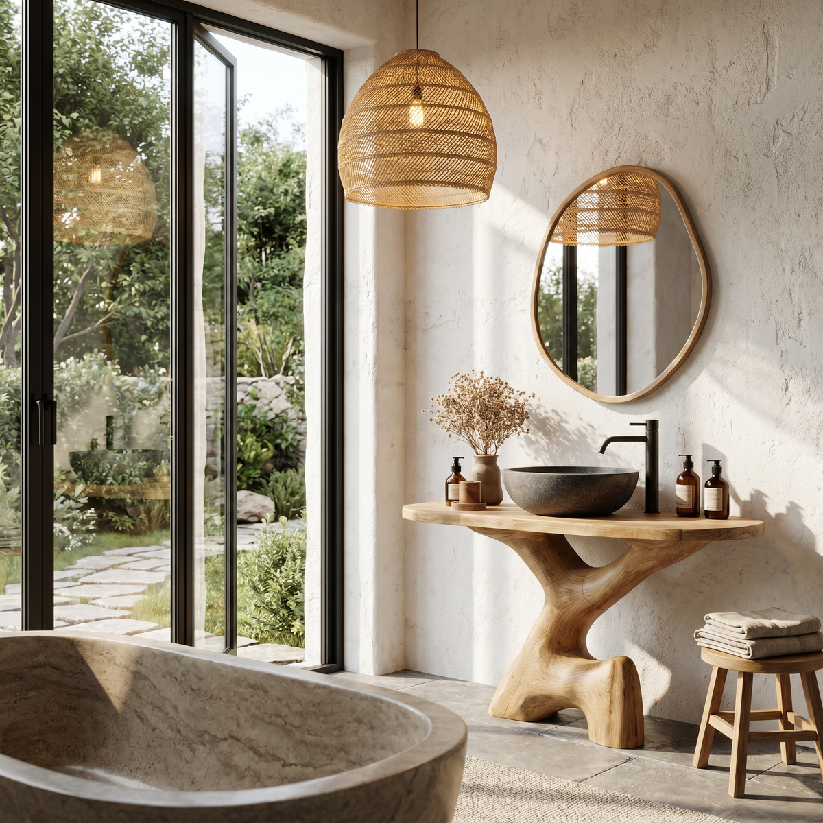 Contemporary Sculptural Bathroom Vanity Freestanding Sink Console SINLHABRV330