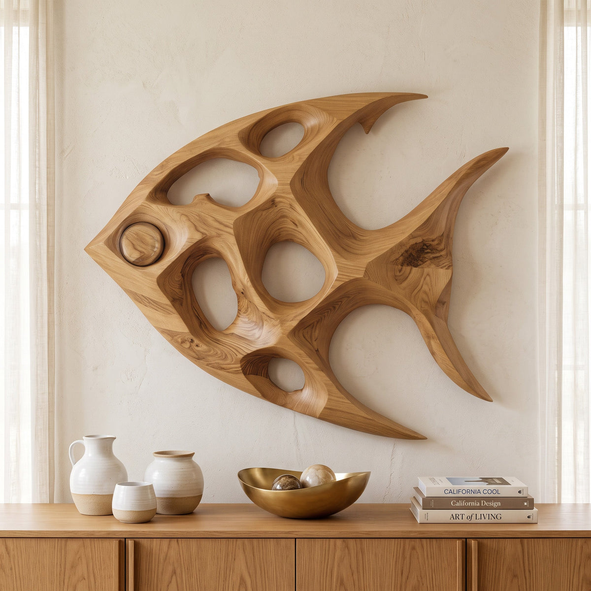Artistic Sculptural Wall Art Fish-Inspired For Living Room SITHHNWA034