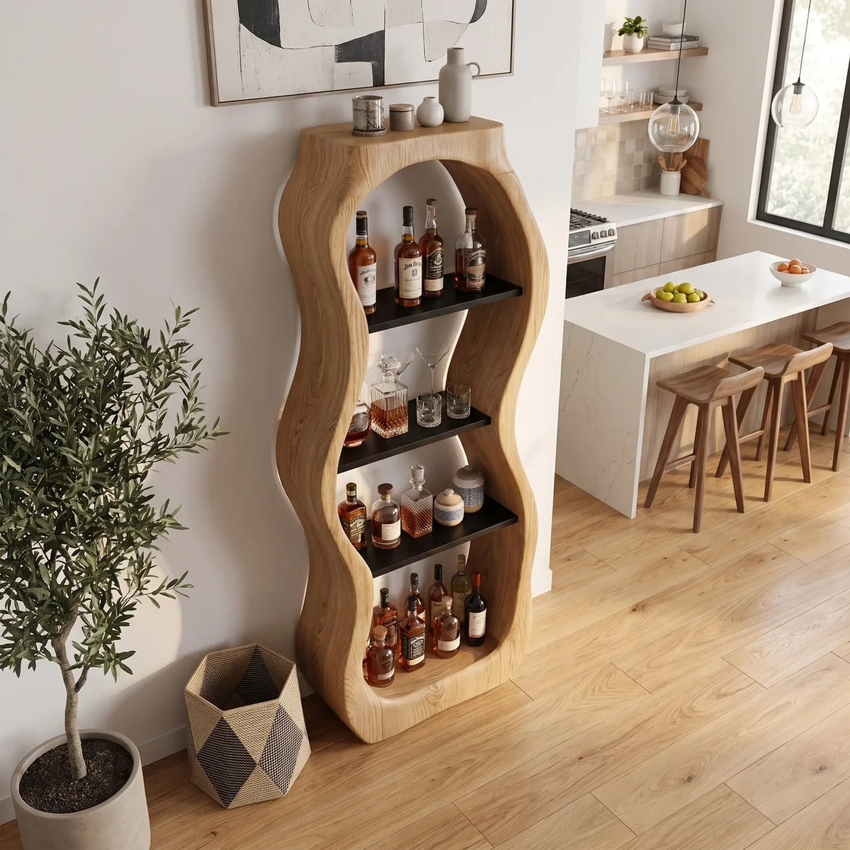 Handcrafted Sculptural Liquor Cabinet Modern Cafe SILDTTRBCA011