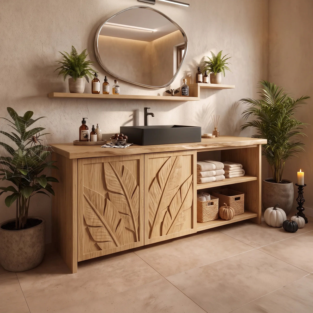 Handcrafted Rustic Pumpkin Bathroom Vanity Wellness Suite SILDTTRBRV236