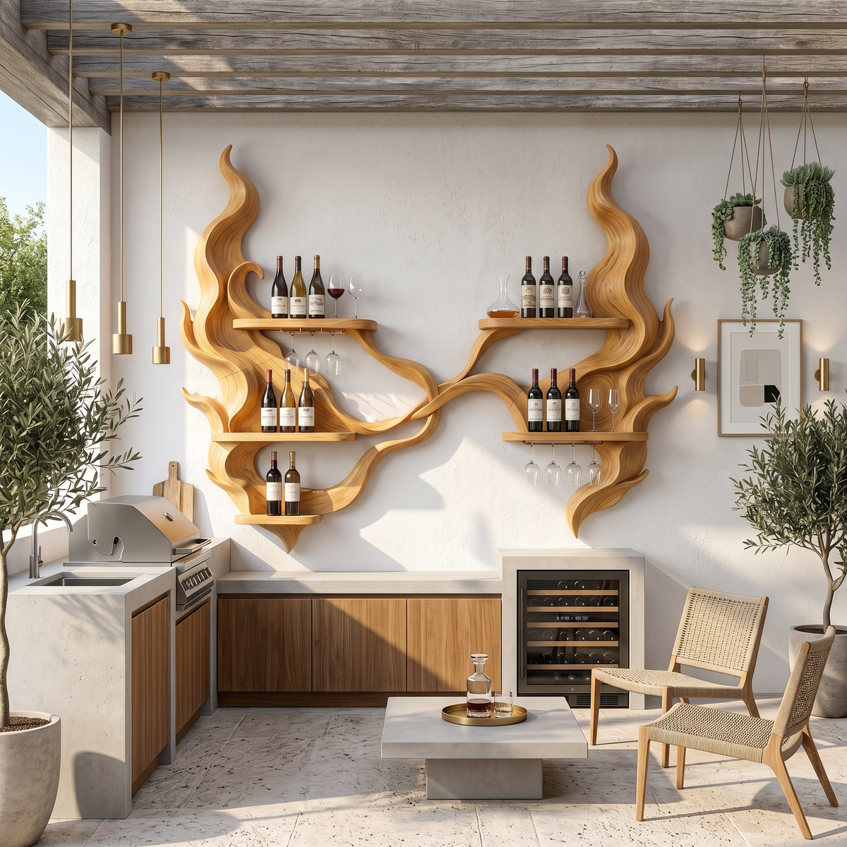 Handcrafted Organic Modern Wine Display Rack For Restaurant SILDTTRWH123