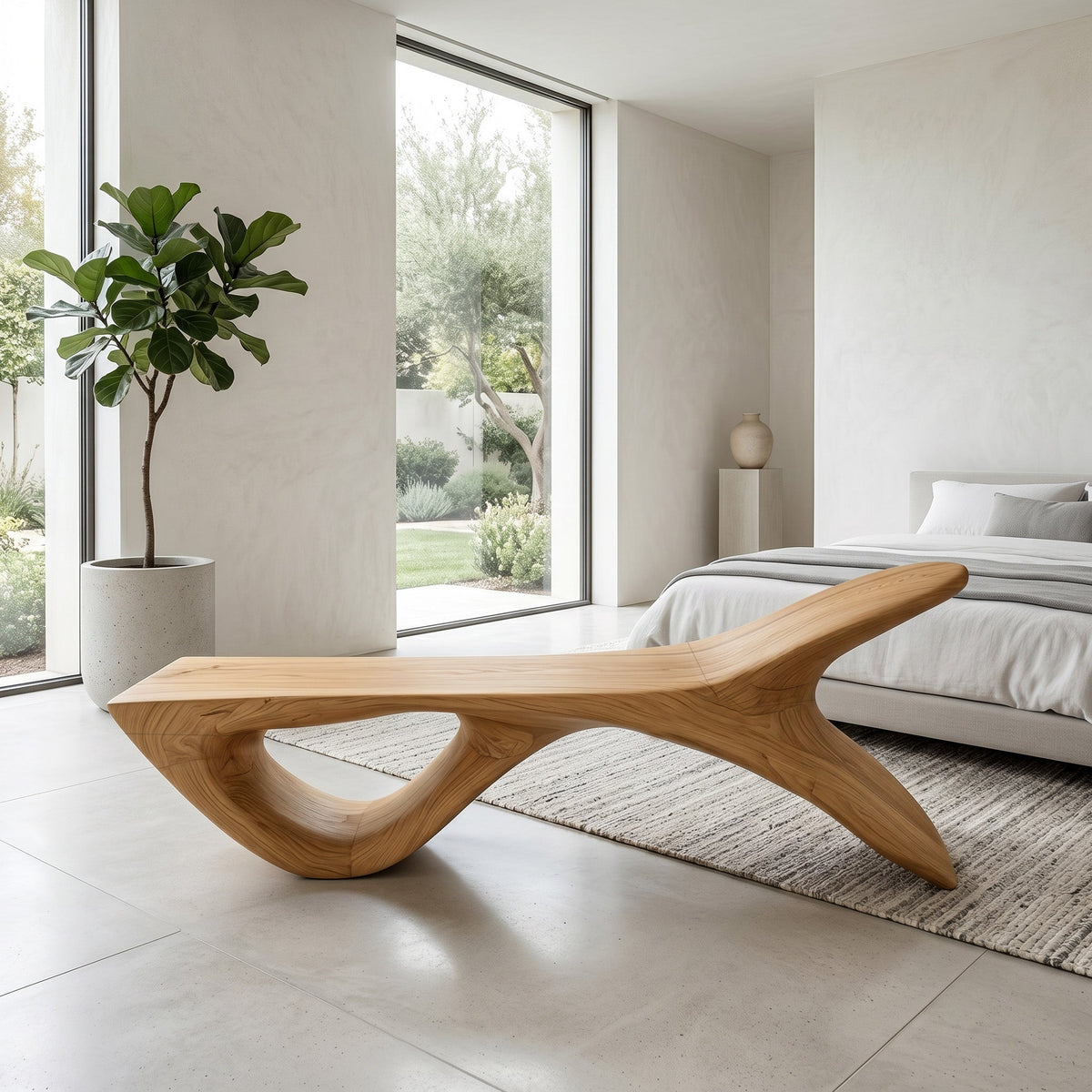Luxury Wooden Bench With Fish Tail Shape For Living Room RTTHHNBEN197