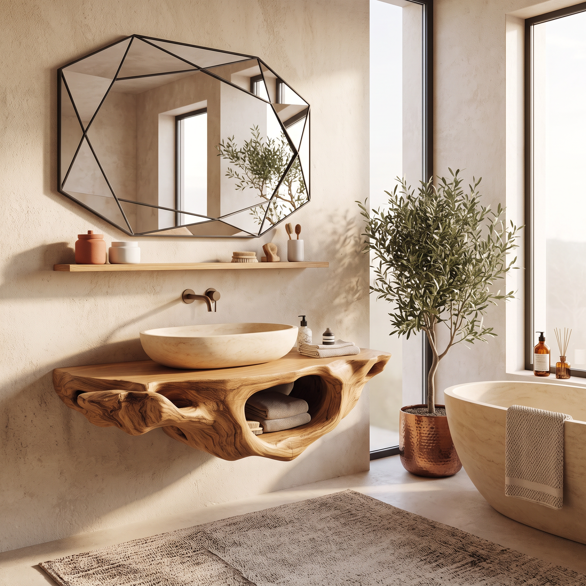 Farmhouse Live Edge Vanity For Bathroom Decor Ideas SILDTTRBAS006