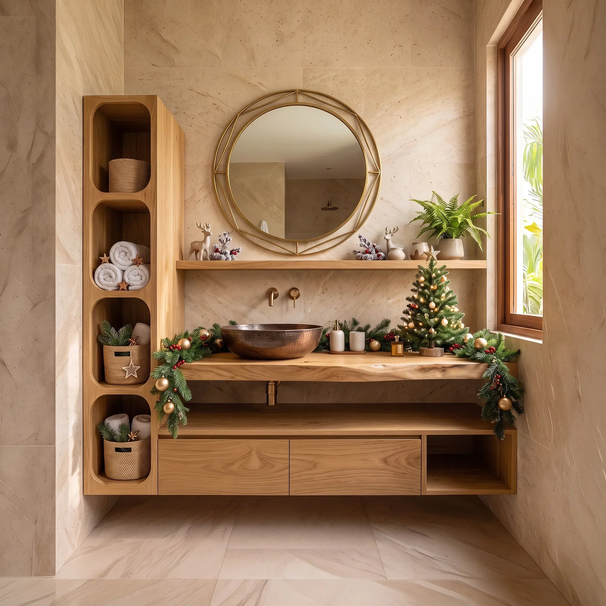 Handcrafted Scandinavian Reindeer Bathroom Vanity Nordic Retreat SILDTTRBRV242