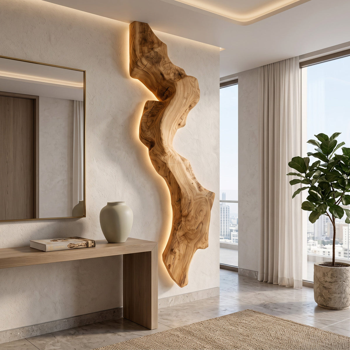 Abstract Live Edge Wall Lamp For Bedroom RTTHHNLAM050