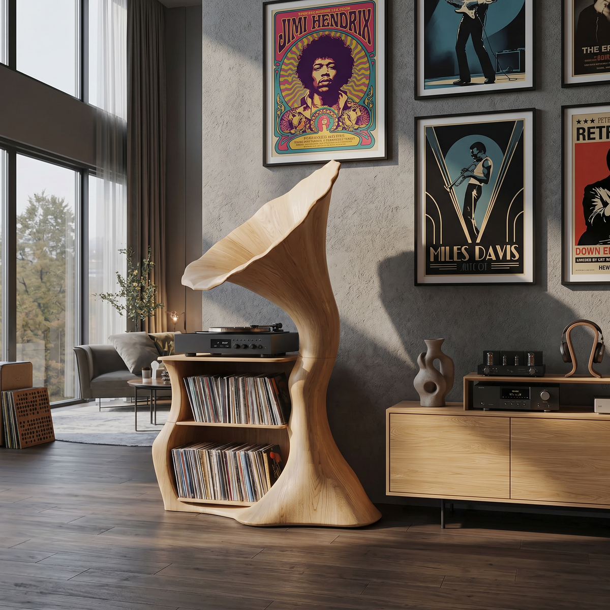 Handcrafted Record Player Stand For Livingroom Decor SILDTTRRPT007