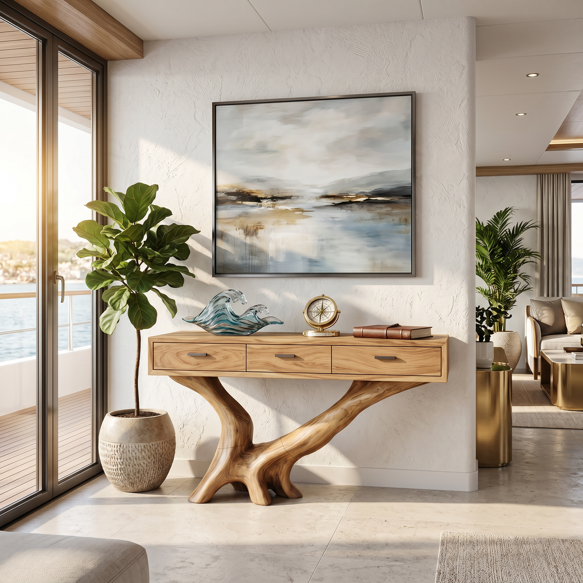 Handcrafted Live Edge Wood Entryway Table, Modern Farmhouse Solid Wooden Console Foyer Table for Living Room Hallway Decor, SILDTTRCS020