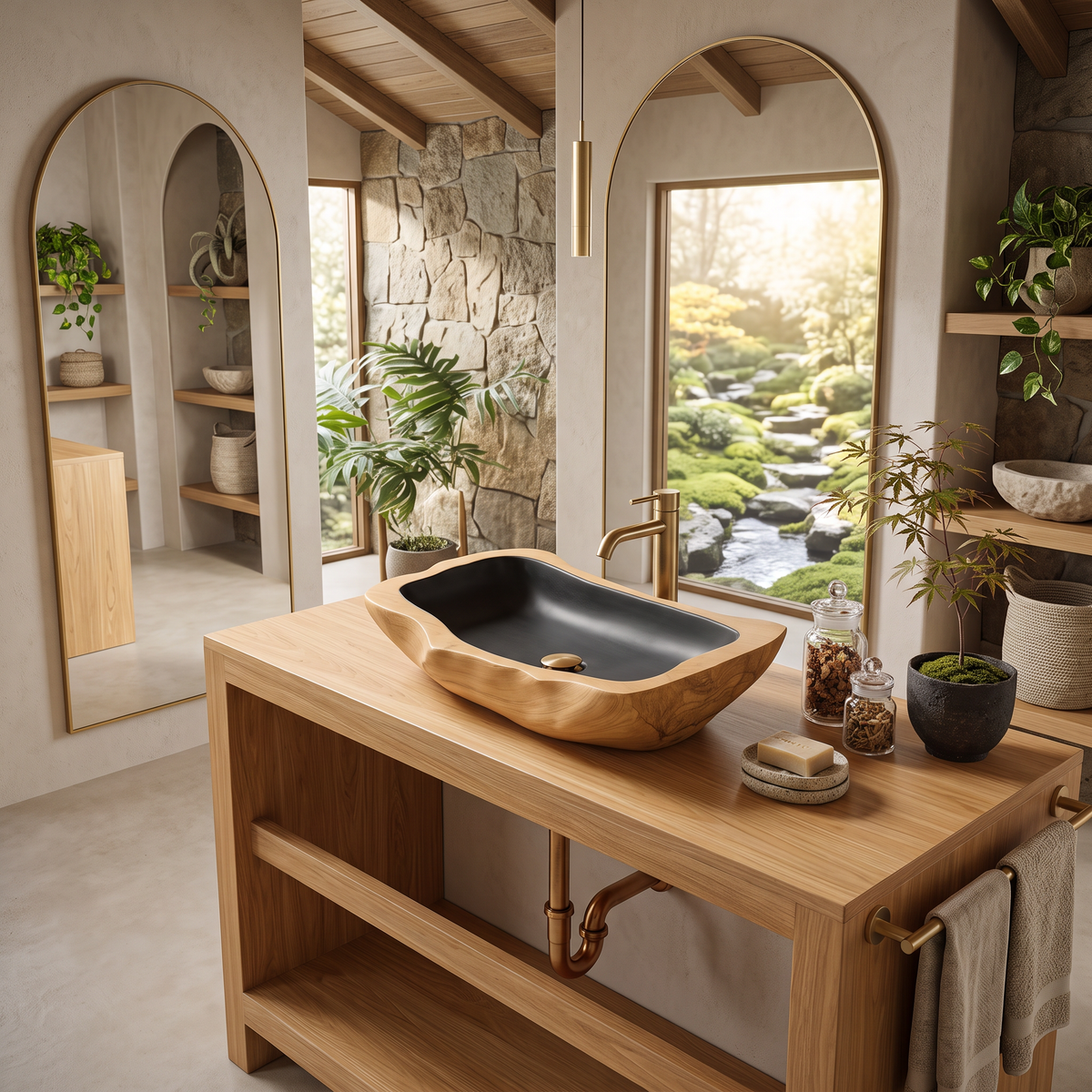Farmhouse Rustic Wooden Vessel Sink For Home Bathroom SILDTTNVS027