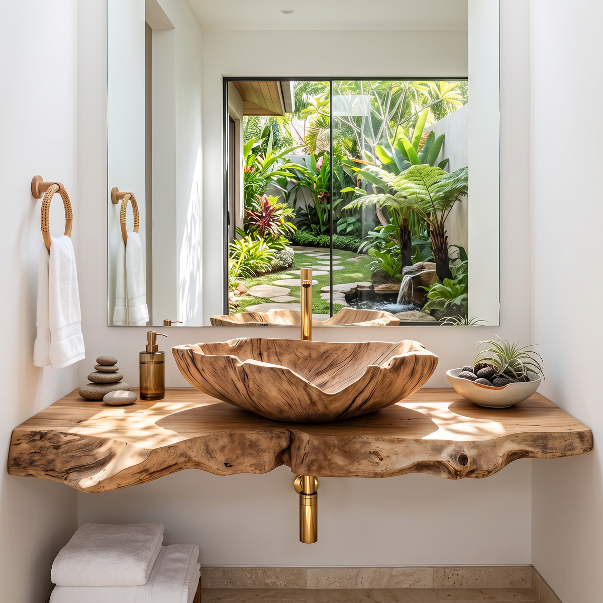 Farmhouse Handcrafted Wooden Vessel Sink For Bathroom SILDTTRVS008
