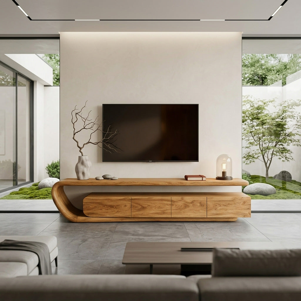 Handcrafted Natural Wood TV Console For Luxury Interior RTTHHNTVC140