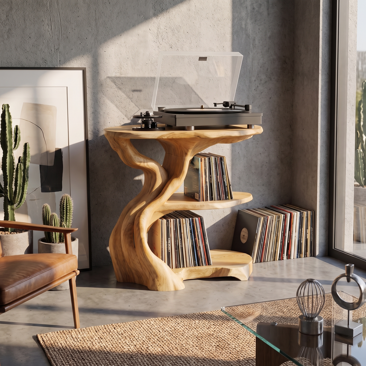 Handcrafted Wooden Media Stand Custom Living Room SILDTTNRPT014