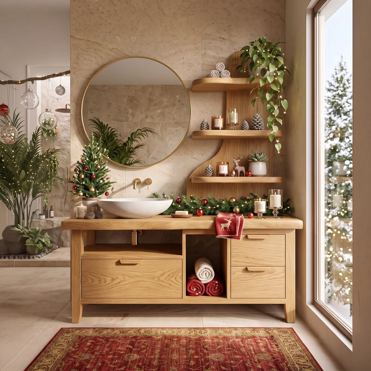 Handcrafted Mid Century Xmas Floating Vanity Coastal Residence SILDTTRBRV244