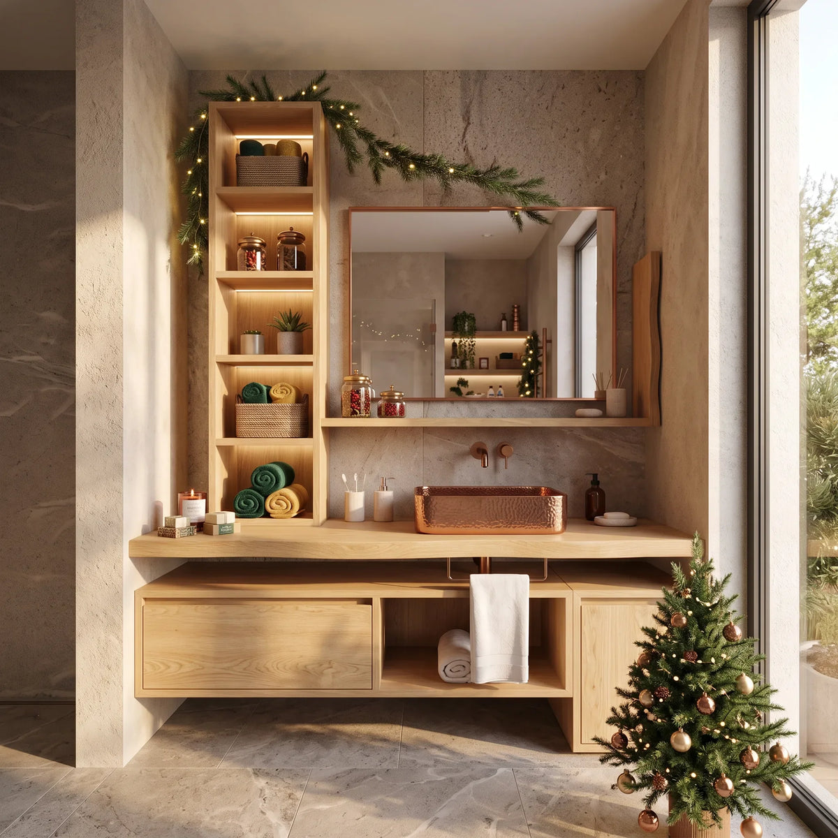 Handcrafted Scandinavian Christmas Floating Vanity Holiday Cottage SILDTTRBRV248