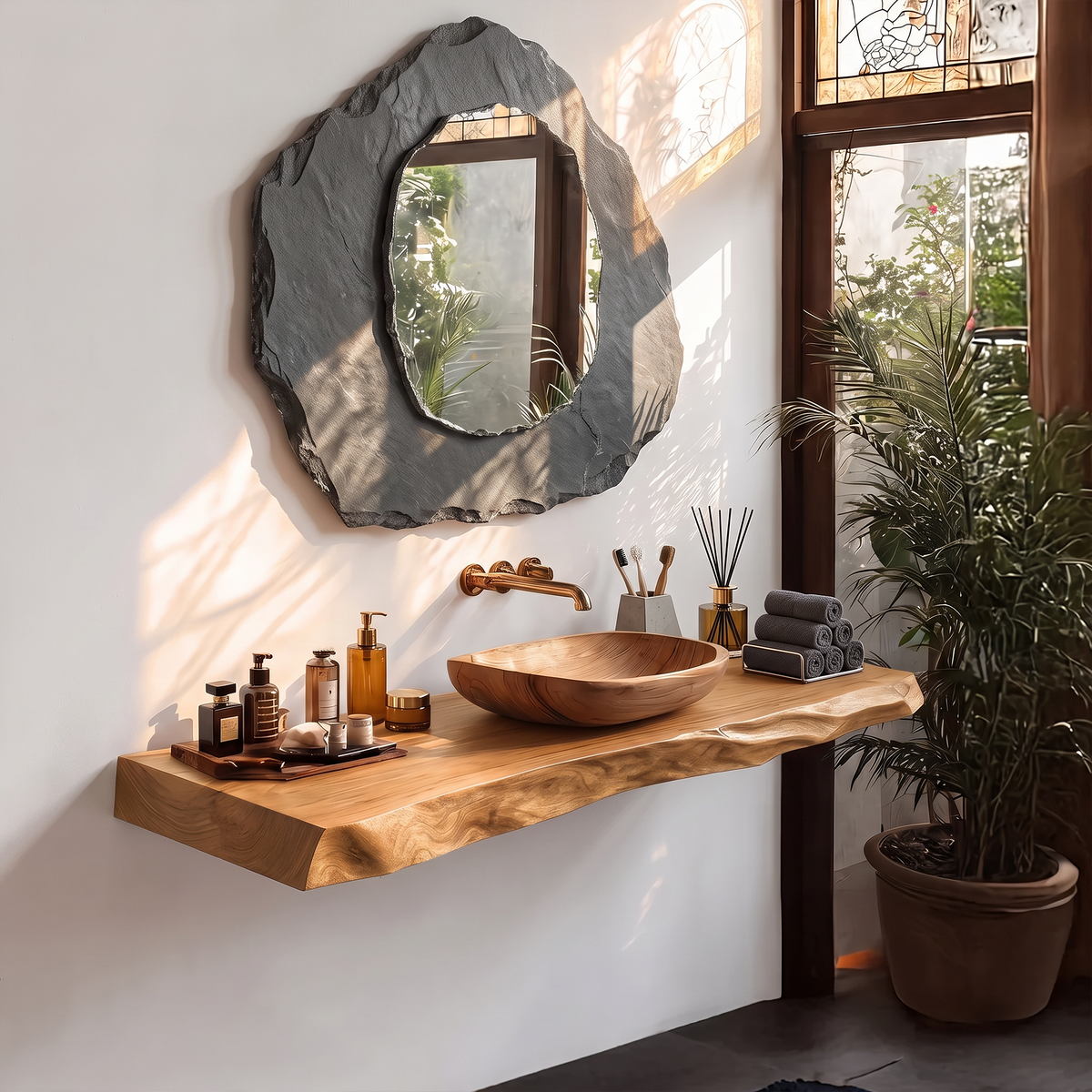 Mid Century Bathroom Vanity With Modern Wood Finish SILDTTRBAS029