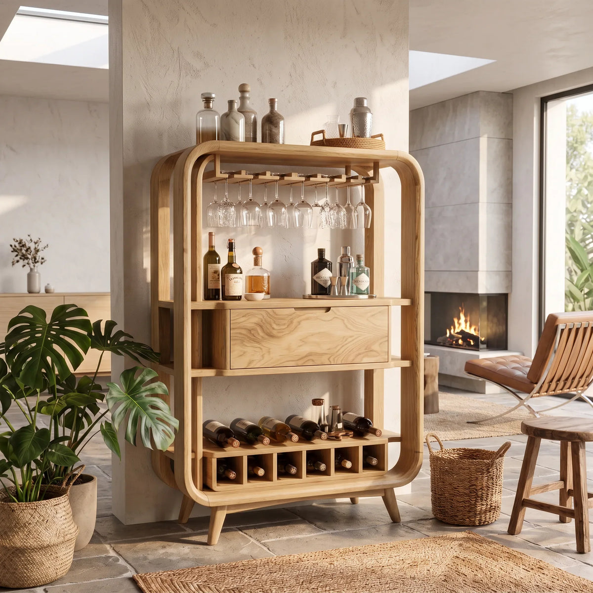 Handcrafted Organic Modern Home Bar Cabinet Tropical Retreat SILDTTRBCA017