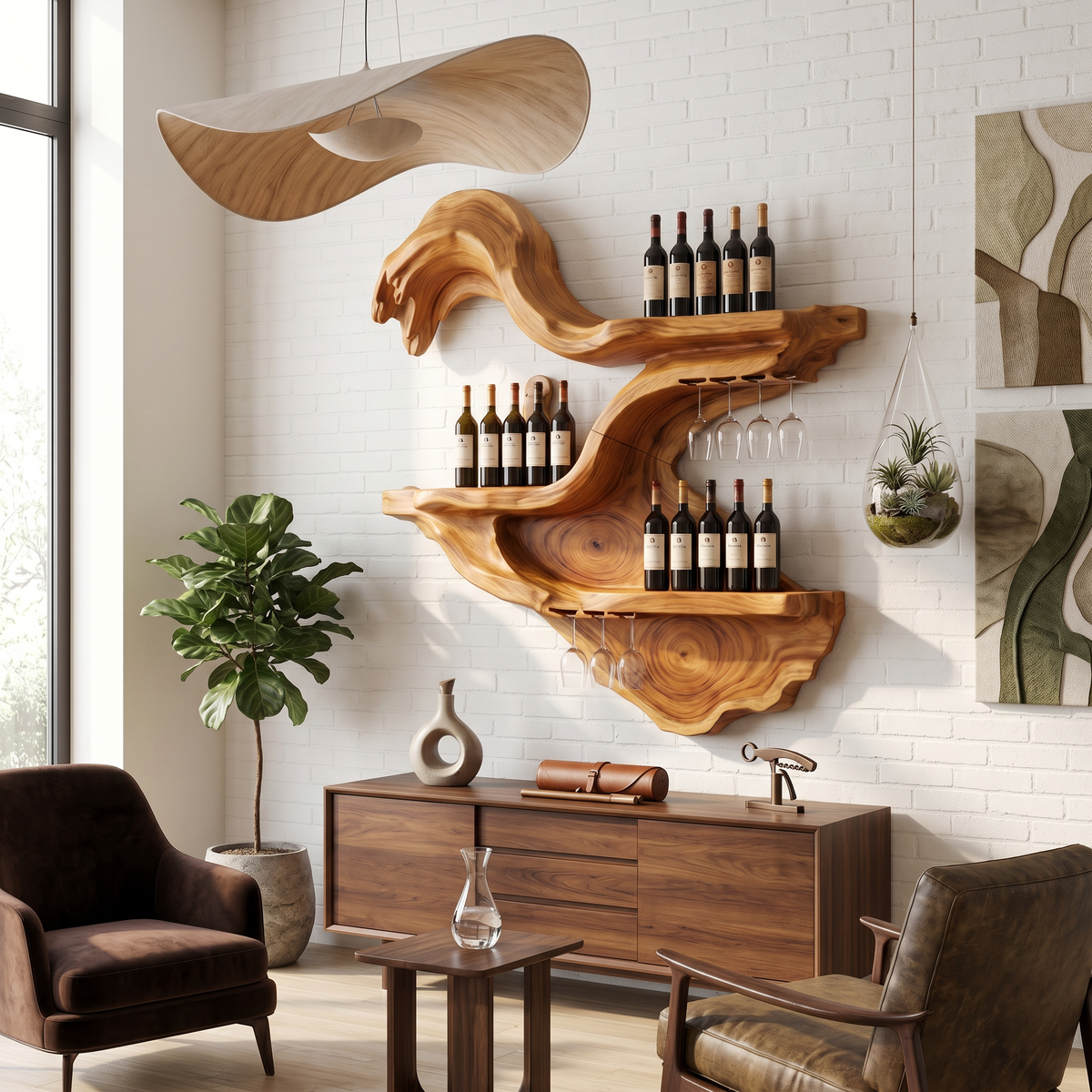 Farmhouse Wall Mounted Wine Rack For Kitchen SILDTTRWH093