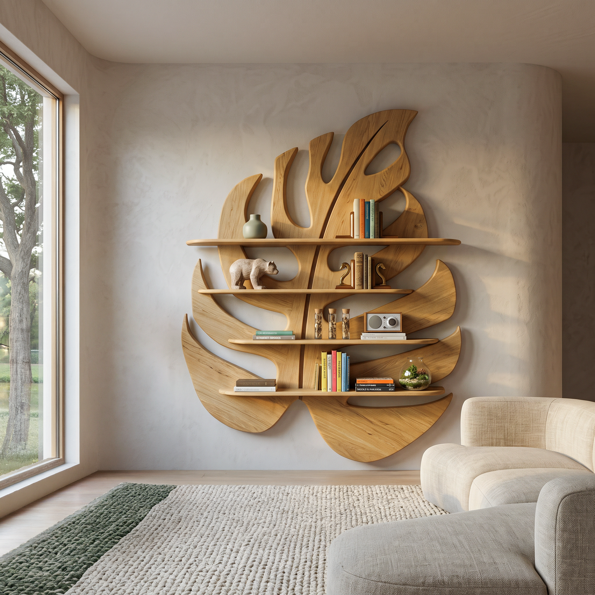 Handmade Wooden Leaf Shape Shelf For Modern Home RTTHTTBS082