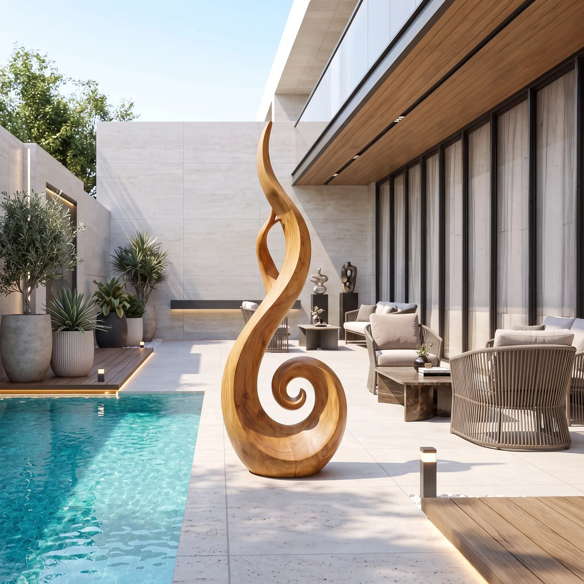 Handcrafted Spiral Wood Sculpture For Luxury Foyer Home Decor SILDTTRAS045