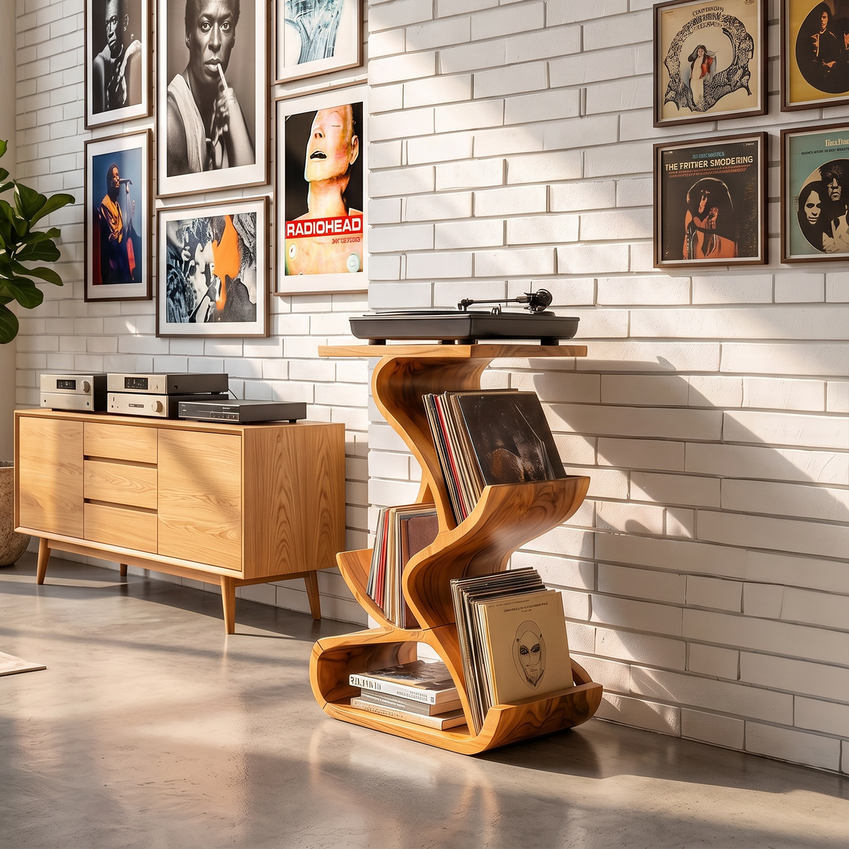 Handcrafted Record Stand With Storage For Furniture SILDTTRRPT035