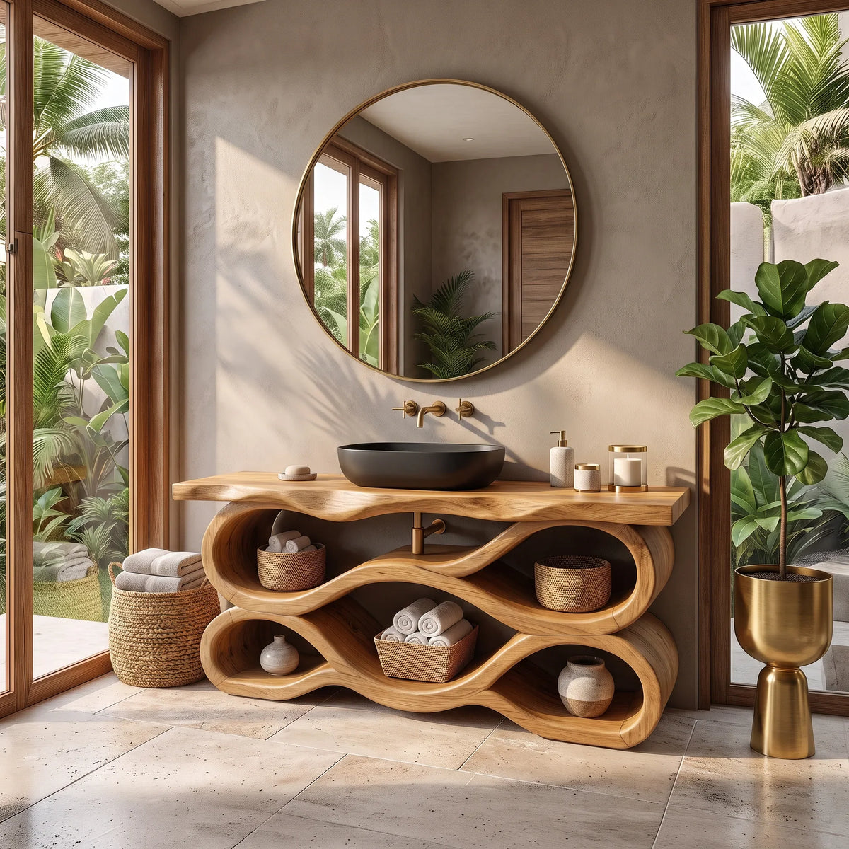 Mediterranean Live Edge Bathroom Vanity Luxury Bathroom SILDTTRBRV215