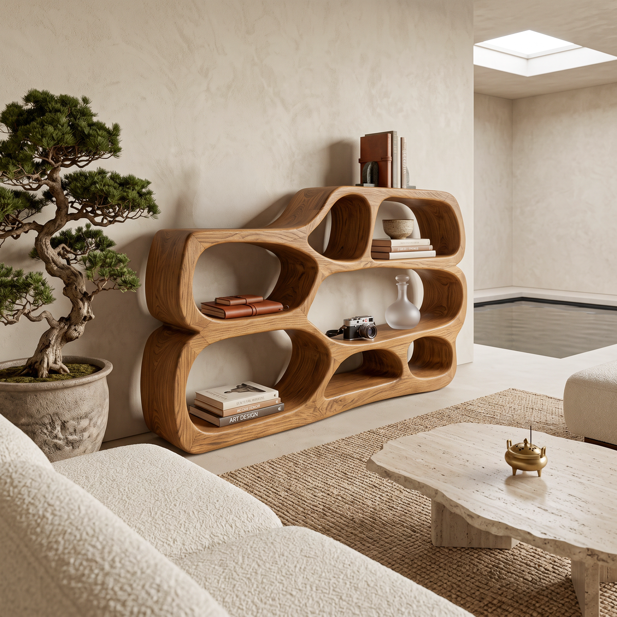 Artistic Curved Bookshelf For Living Room Styling RTTHTTBS043
