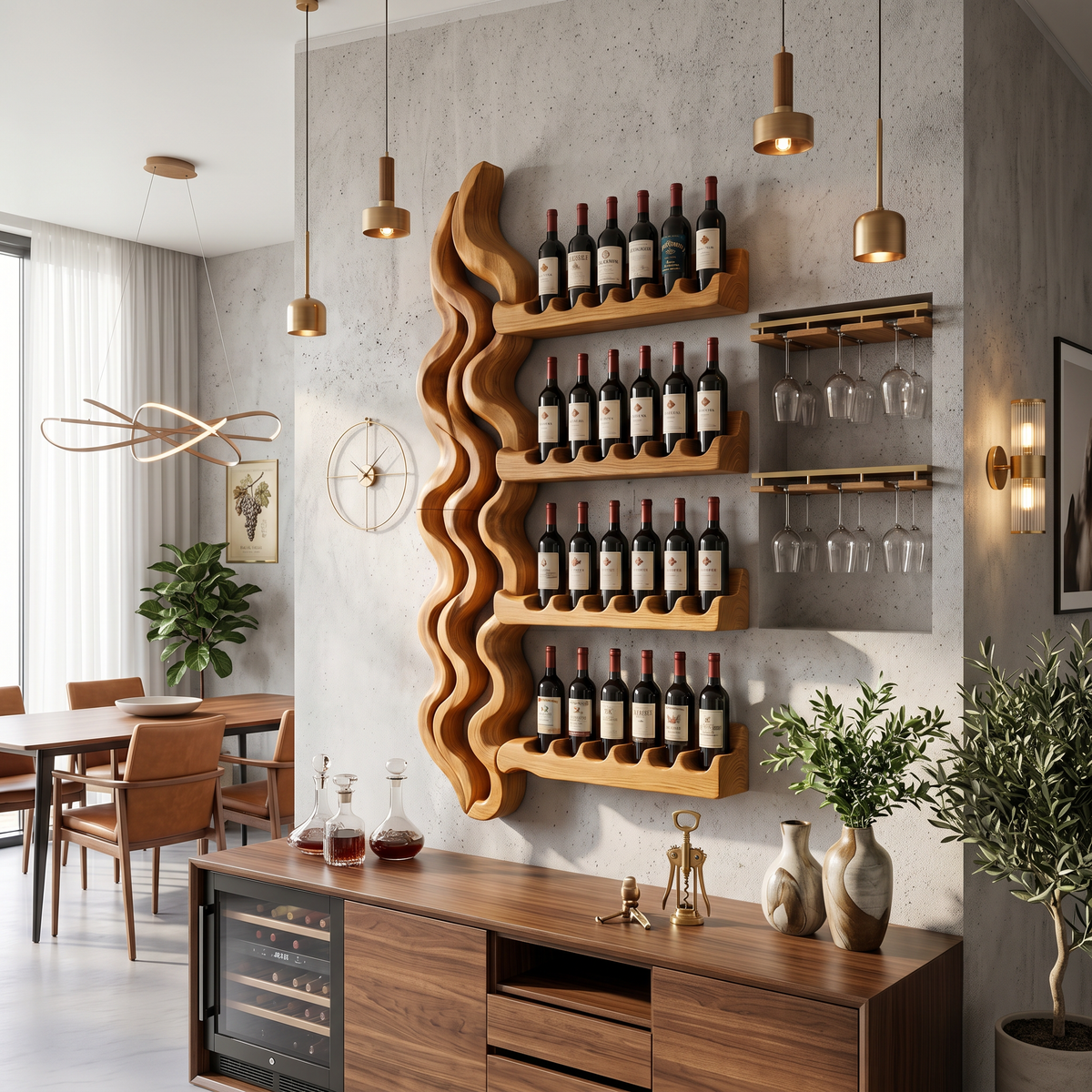 Japandi Wine Storage Rack For Dining Room SILDTTRWH097