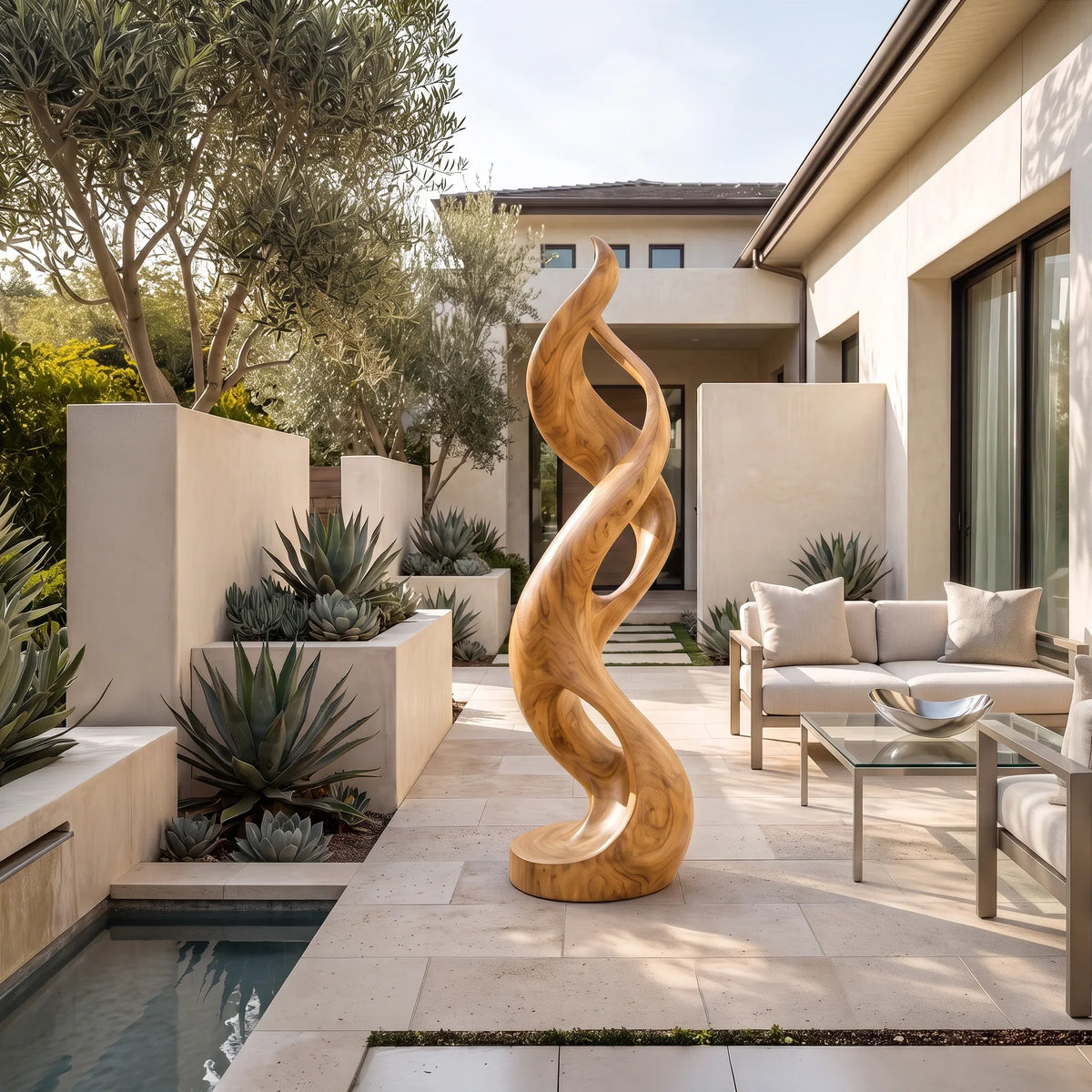 Coastal Abstract Wood Sculpture For Modern Outdoor Patio Decor SILDTTRAS053