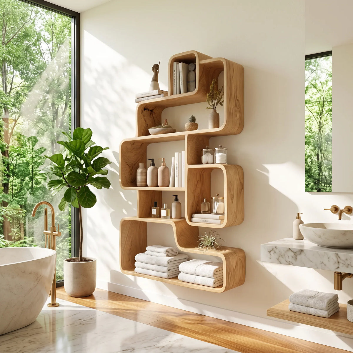 Farmhouse Wall Mounted Wood Shelves for Laundry Room SILDTTRWMS072