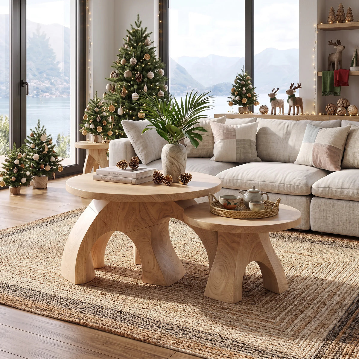 Handcrafted Xmas Round Coffee Table Luxury Apartment SILDTTRCF186