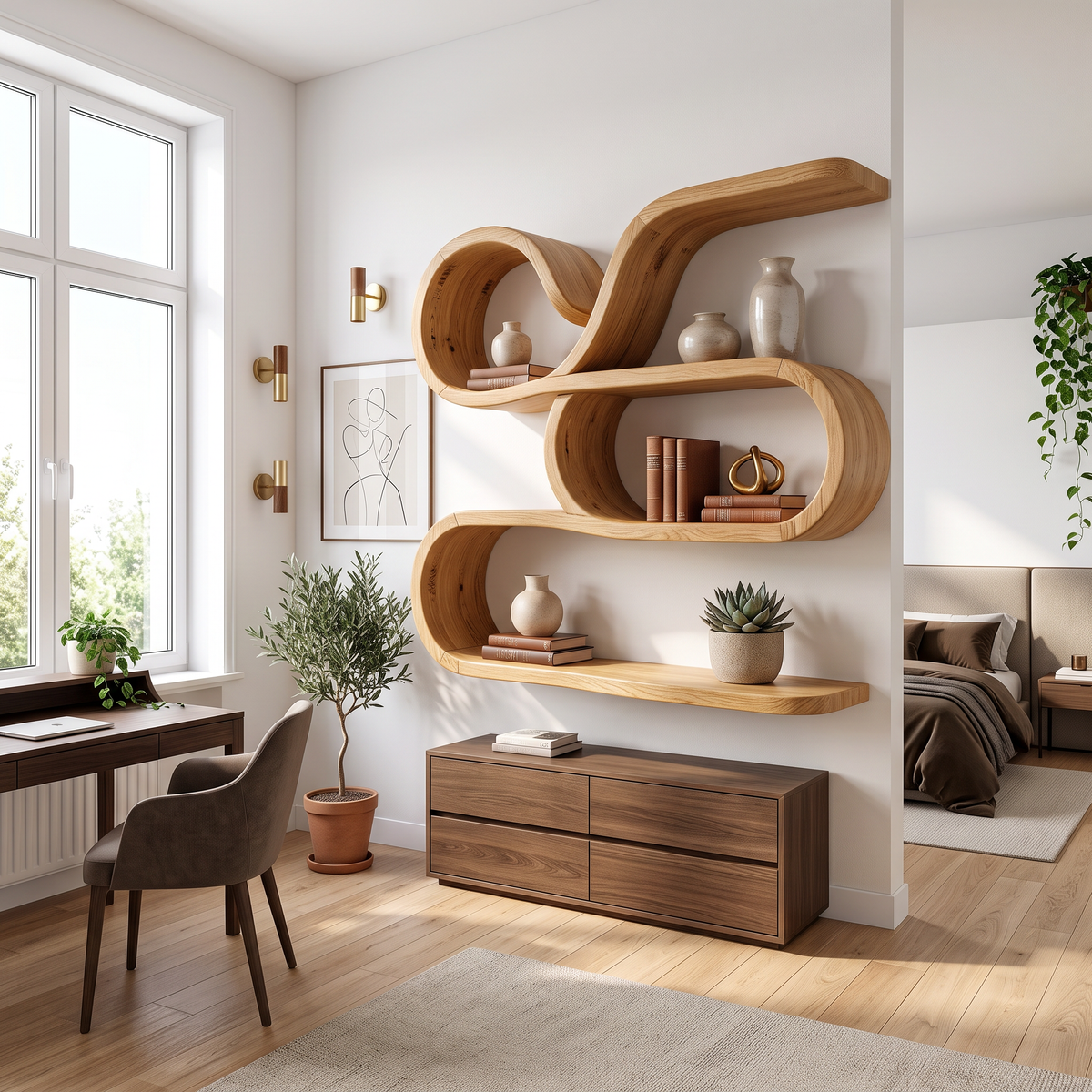 Coastal Wooden Floating Storage Shelves for Bathroom SILDTTRWMS060
