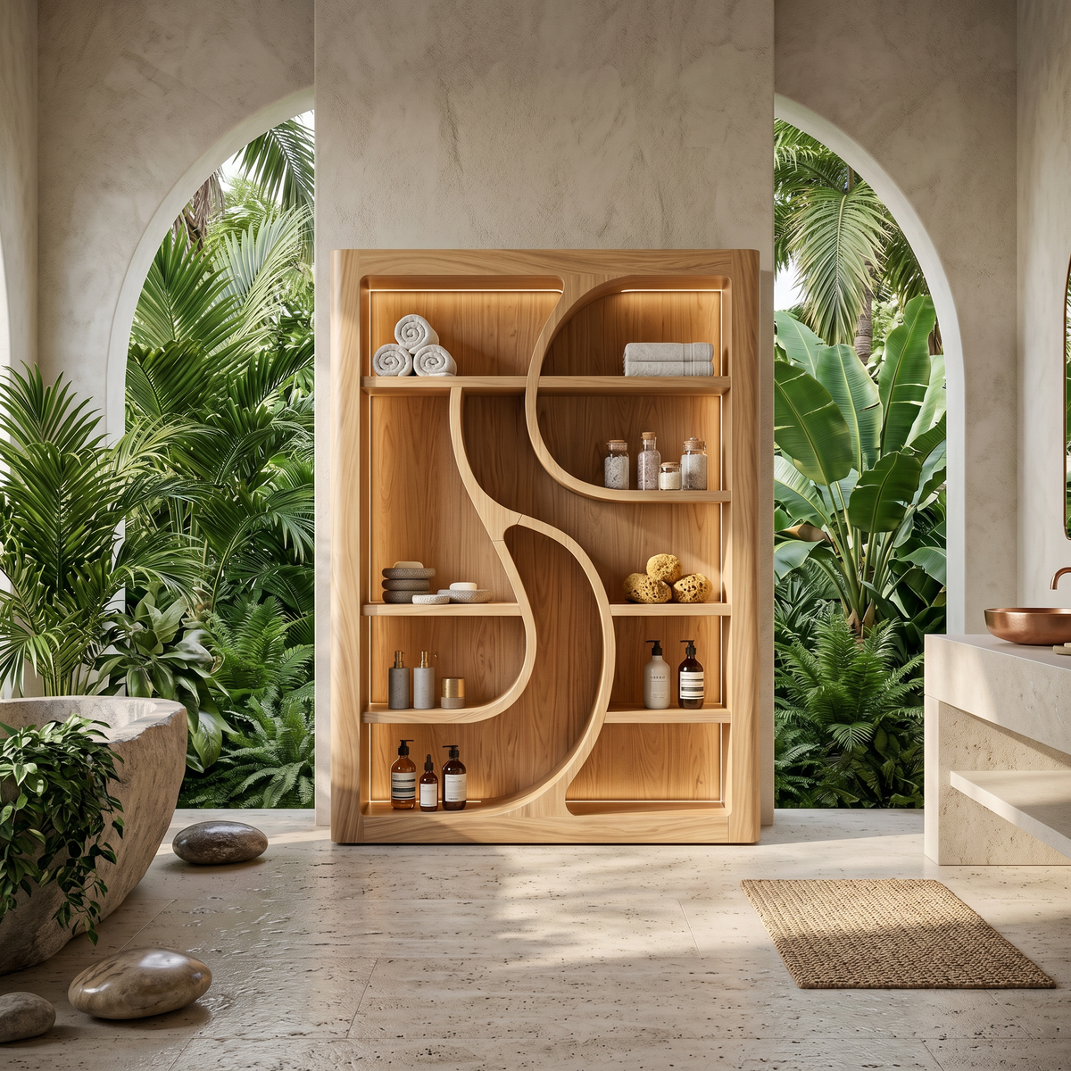 Luxury Wooden Bookshelf Featuring Ambient LED Shelving SILDTTRBS036