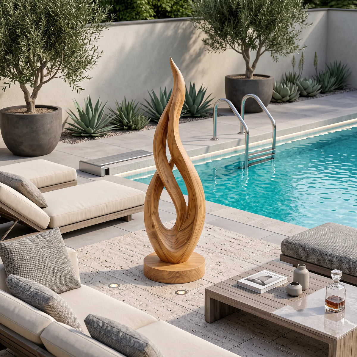 Japandi Twisted Wood Sculpture For Minimalist Outdoor Garden Decor SILDTTRAS048