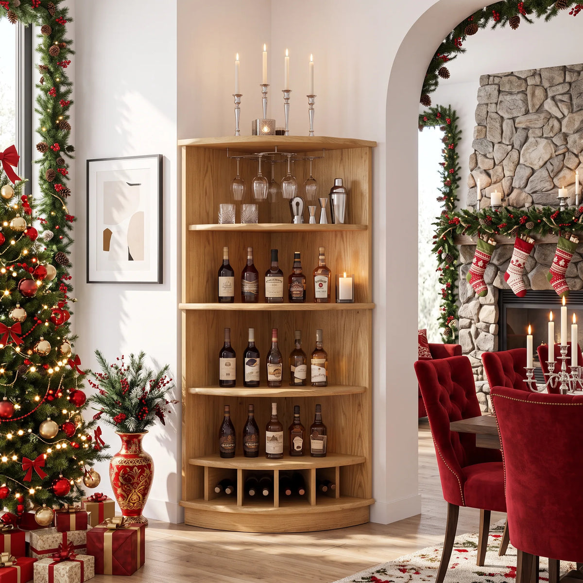 Handcrafted Xmas Corner Wine Cabinet Dining Room SILDTTRBCA035