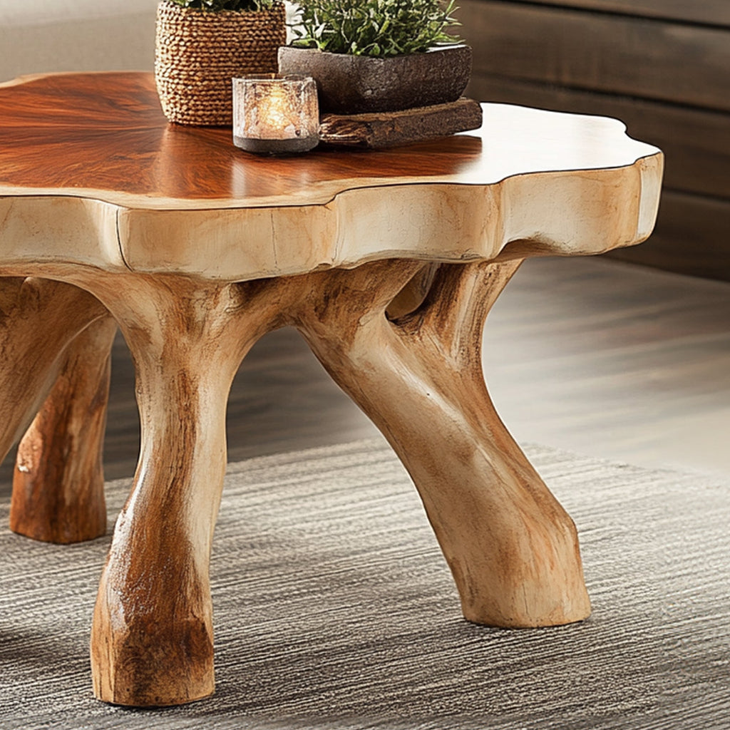 Handcrafted Rustic Coffee Table With Solid Wood Design SILDTCF001