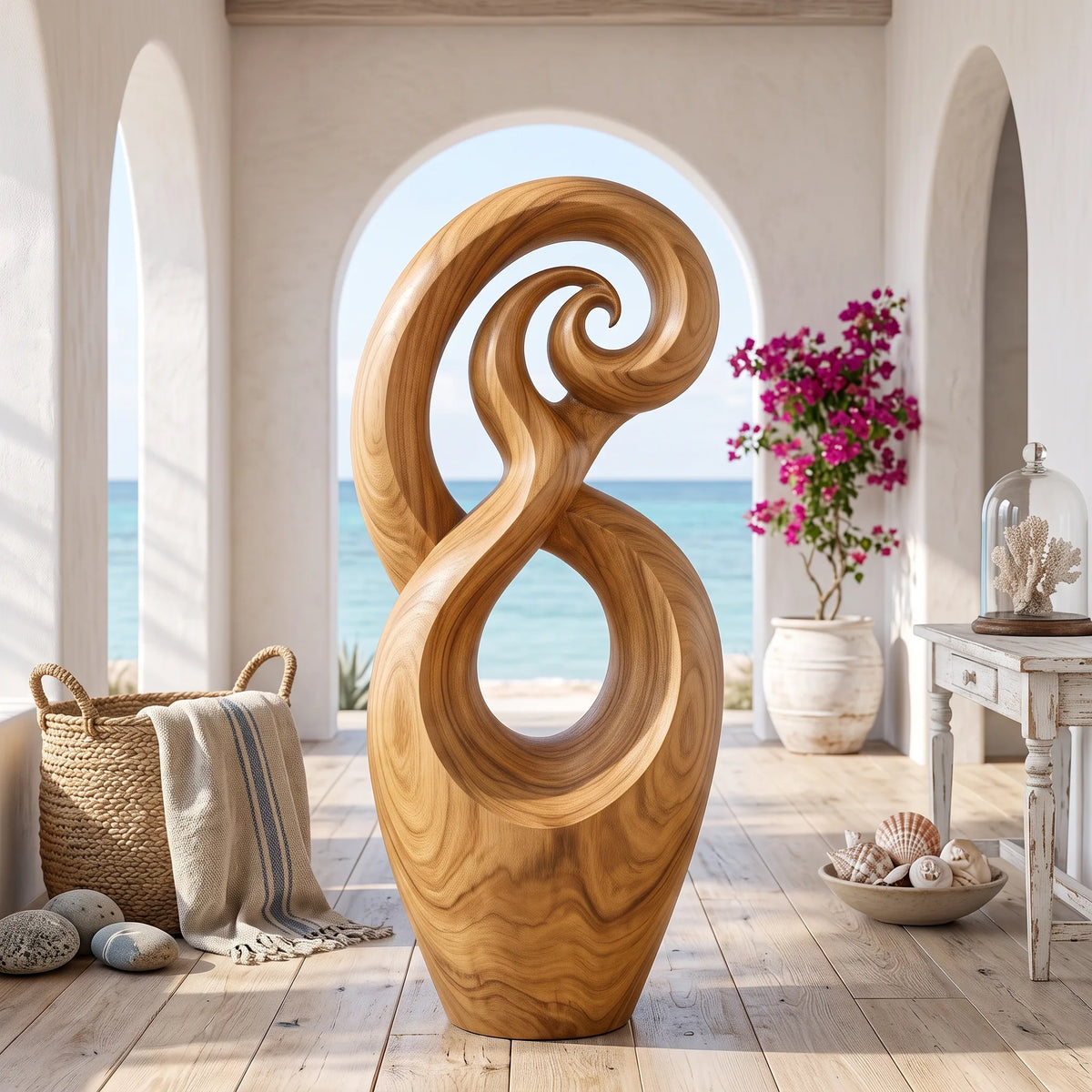 Handcrafted Spiral Wooden Sculpture For Coastal Home Decor SILDTTRAS024