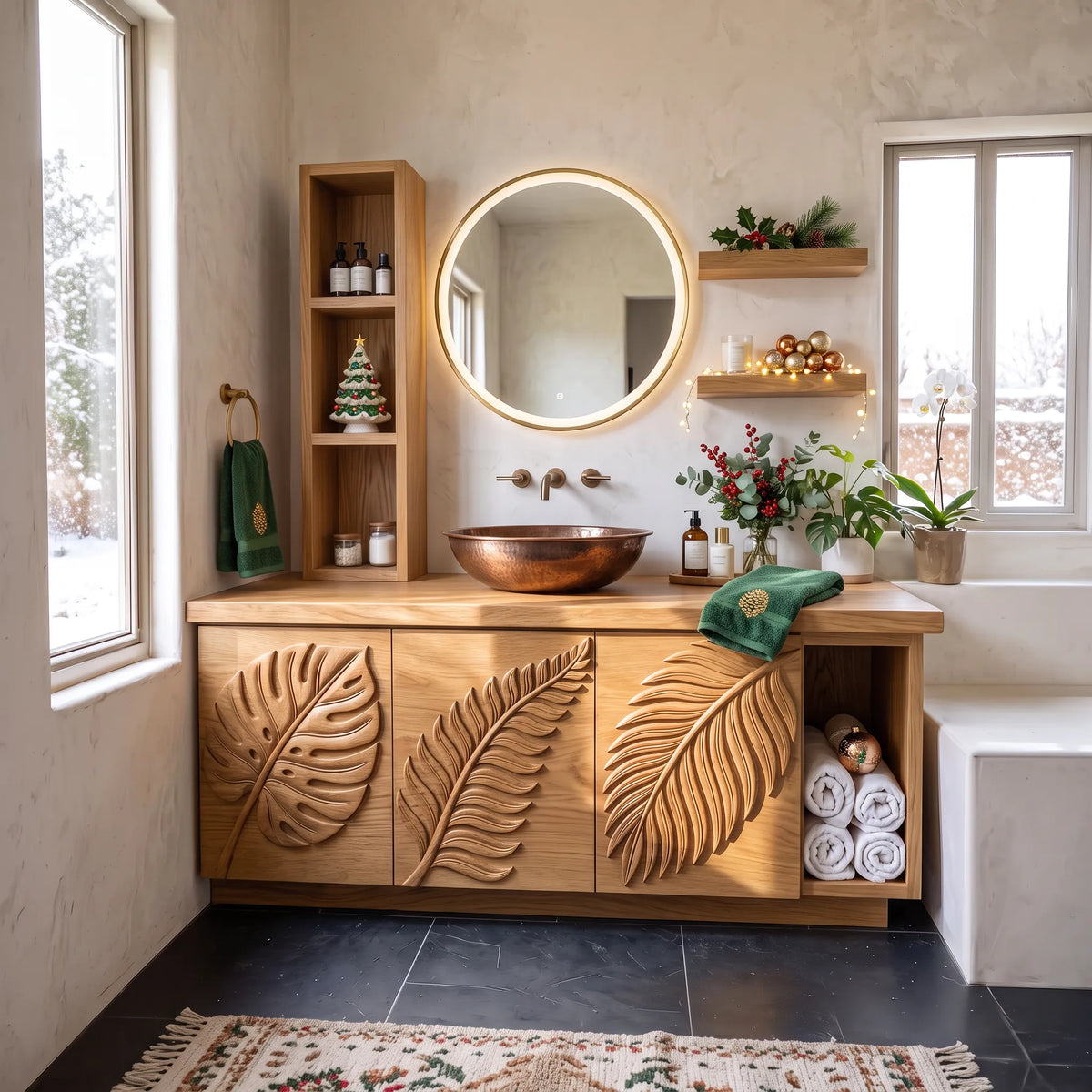 Handcrafted Rustic Xmas Bathroom Vanity Mountain Retreat SILDTTRBRV240