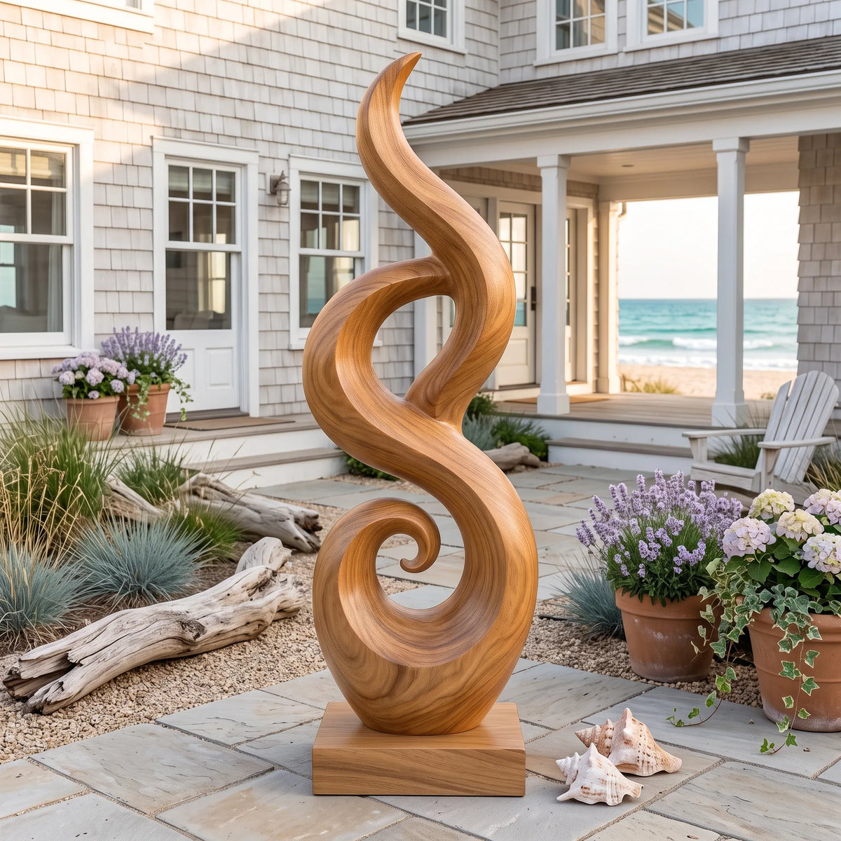 Abstract Wooden Sculpture For Coastal Beach House Decor SILDTTRAS023