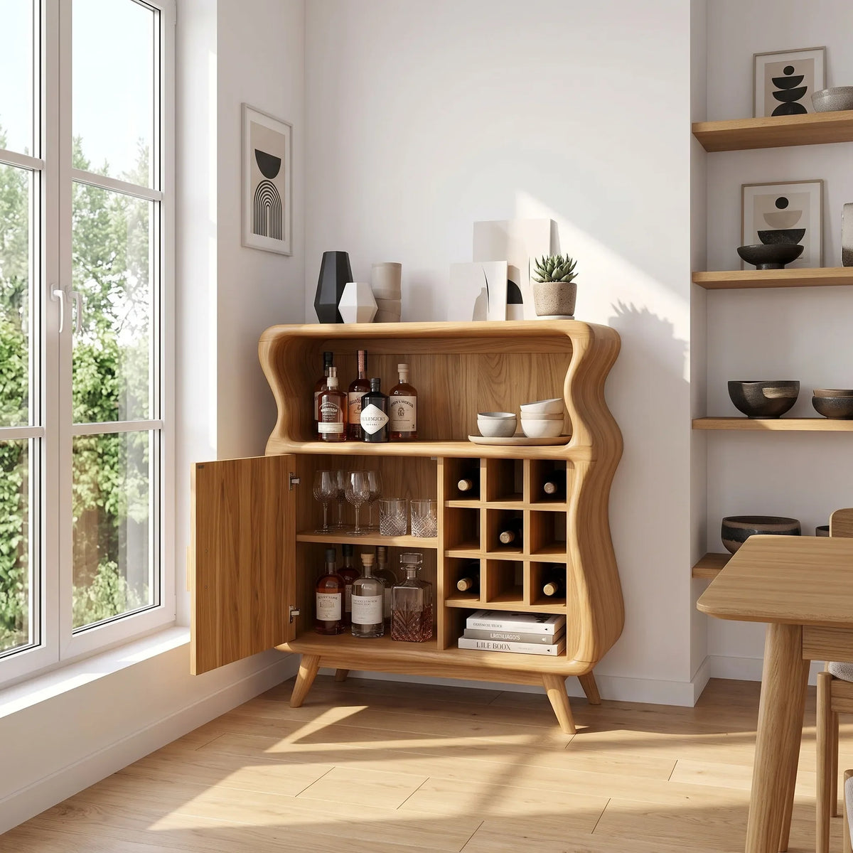 Mid Century Bar Cabinet with Storage Modern Kitchen SILDTTRBCA020