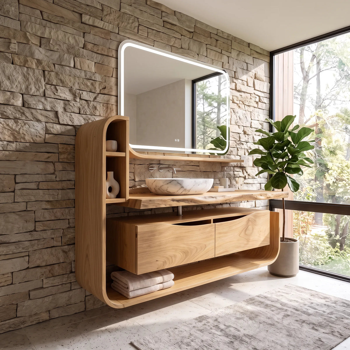 Handcrafted Organic Floating Bathroom Vanity Luxury Ensuite SILDTTRBRV202