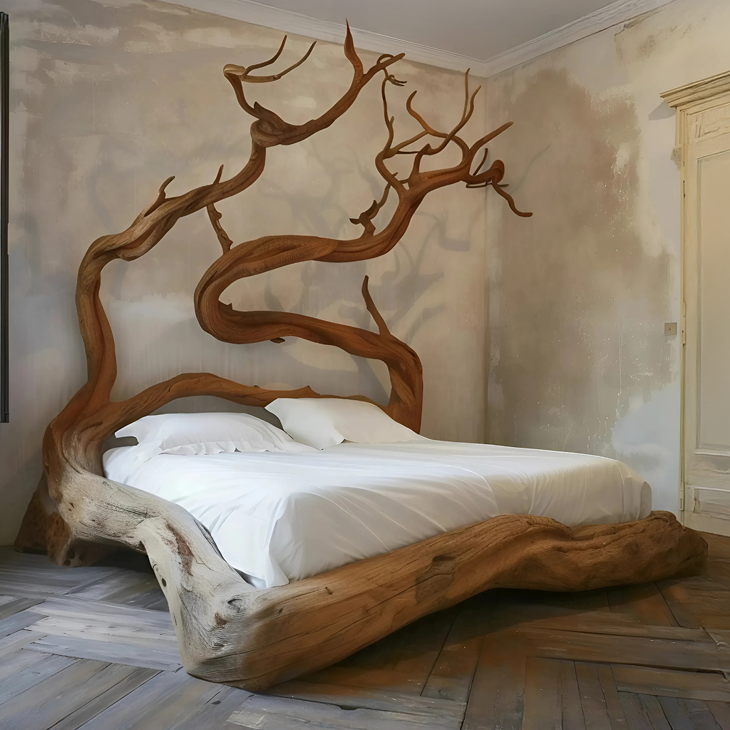 Backdrop Bed Frame Wood Furniture Handmade Decor Bedroom Valentine Gift SINLWB006