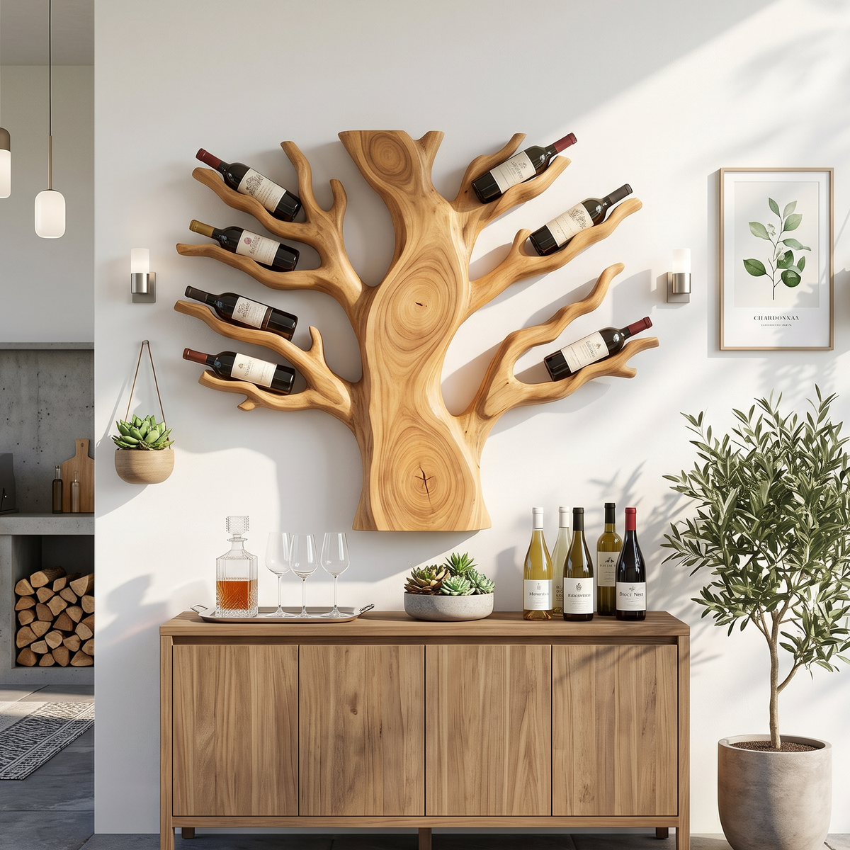 Coastal Floating Wine Rack For Living Room SILDTTRWH113