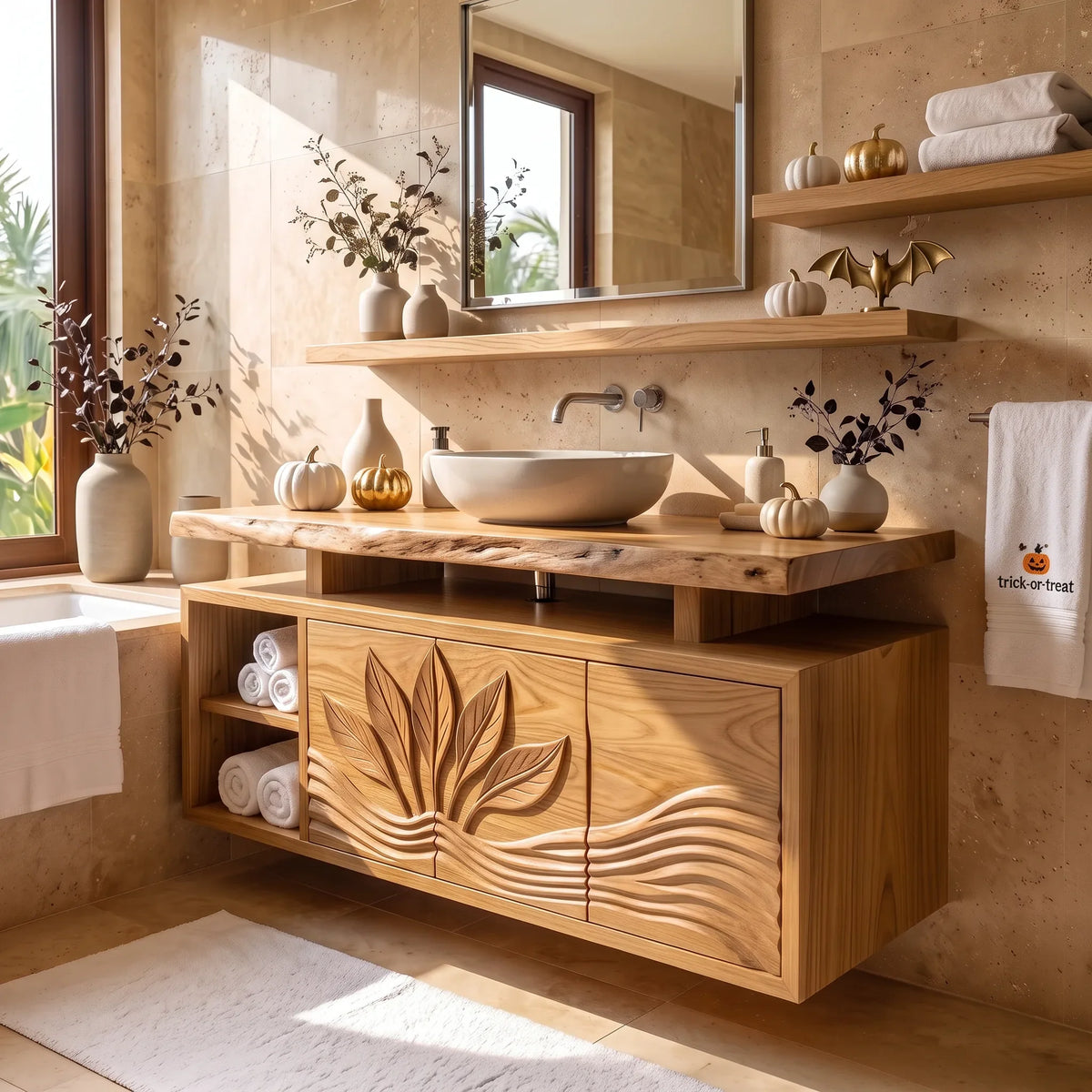 Handcrafted Organic Modern Pumpkin Bathroom Vanity Spa Retreat SILDTTRBRV232