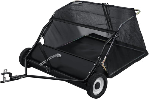 44-Inch Tow-Behind Lawn Sweeper With 25 Cubic Feet Hopper - Black
