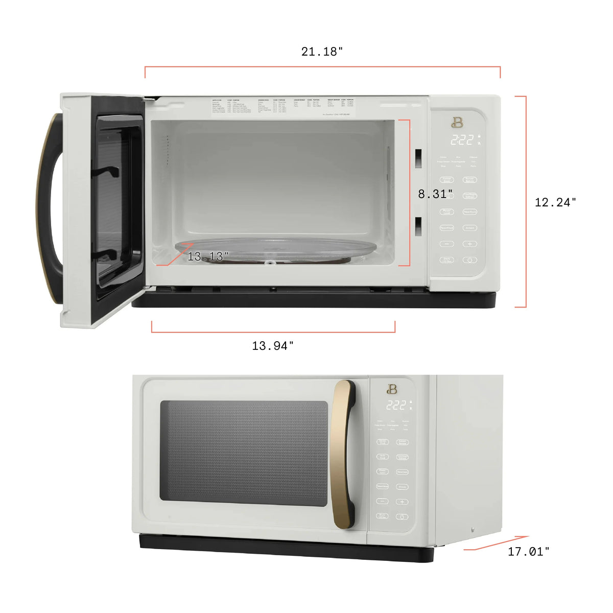 Beautiful 1.1 Cu ft 1000 Watt Sensor Microwave Oven, White Icing - BFCMS811WEST10