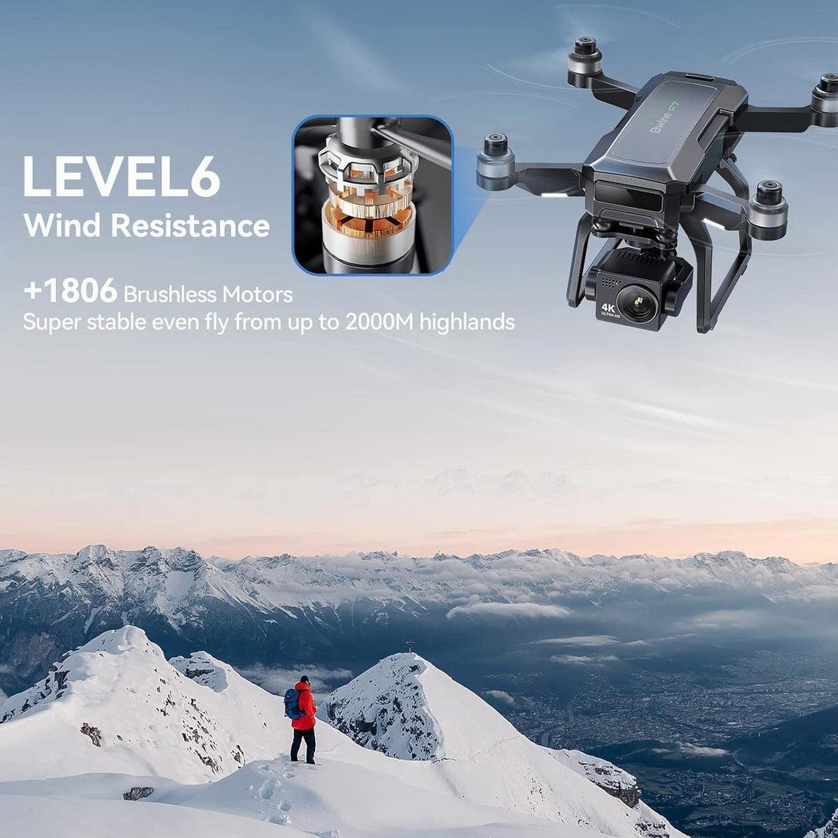 Bwine GPS Camera Drone With 4K Night Vision, 3-Axis Gimbal, 3 Batteries, Black - F7GB2 3B