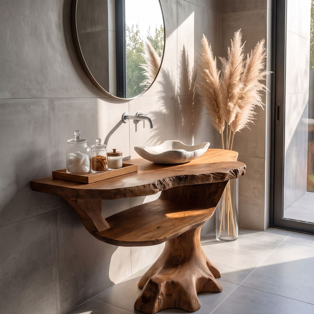 Contemporary Halloween Single Bathroom Vanity With Sculptural Branch Support For Bathroom SINLKIBRV336