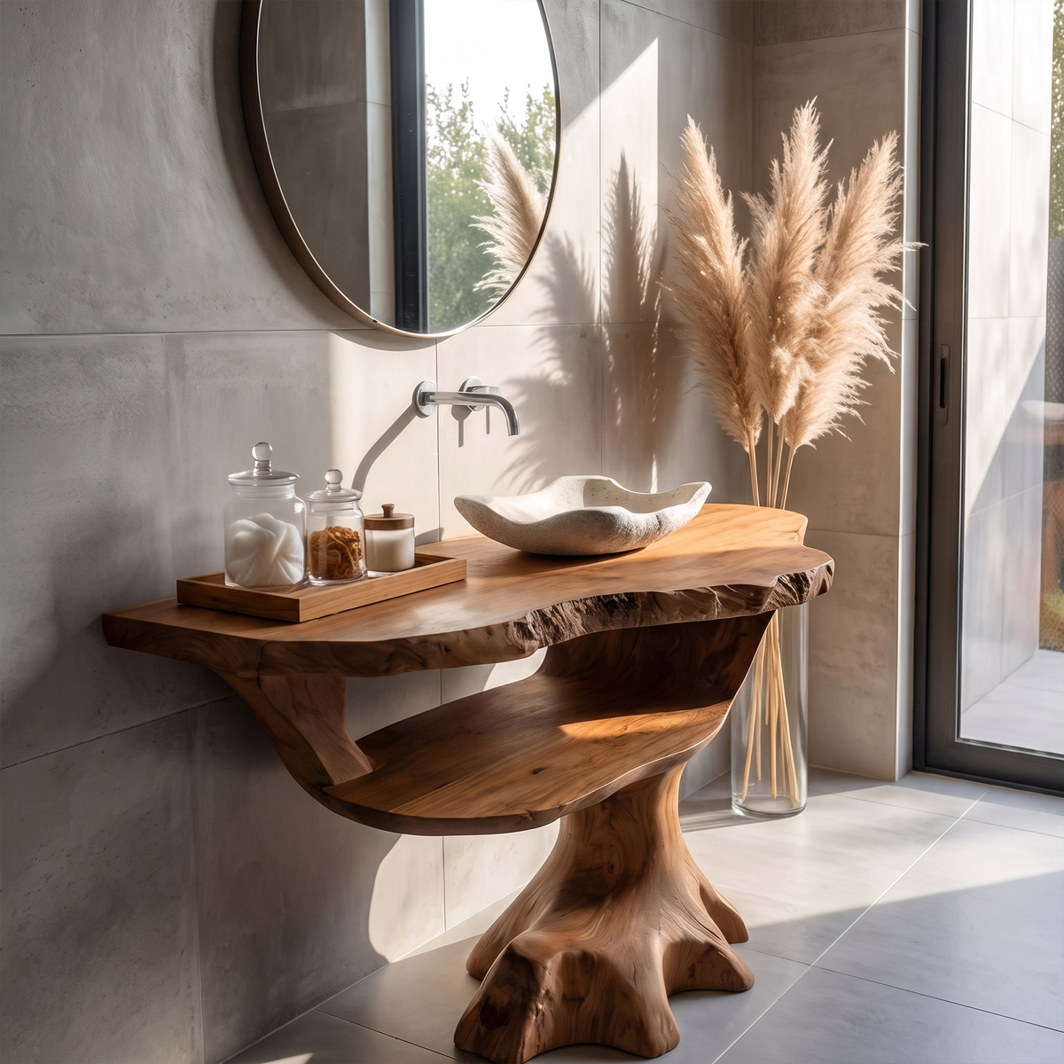 Contemporary Halloween Single Bathroom Vanity With Sculptural Branch Support For Bathroom SINLKIBRV336