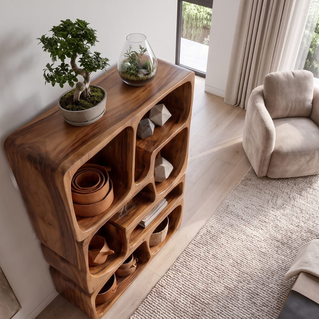 Mid Century Bookshelf Handcrafted Modular Shelves For Home Library SINLKIBS058