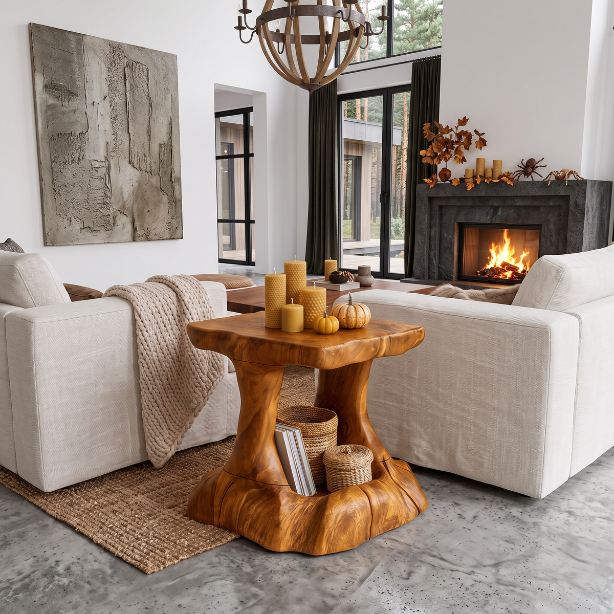 Mid Century Beside Table With Halloween Accent For Living Room SINLHASTA314