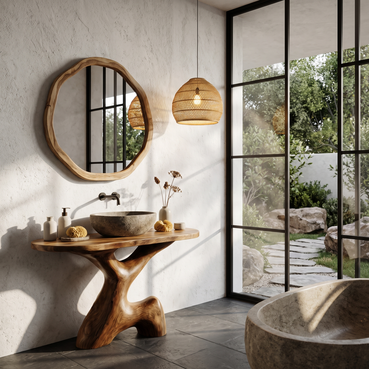 Contemporary Sculptural Bathroom Vanity Freestanding Sink Console SINLHABRV330